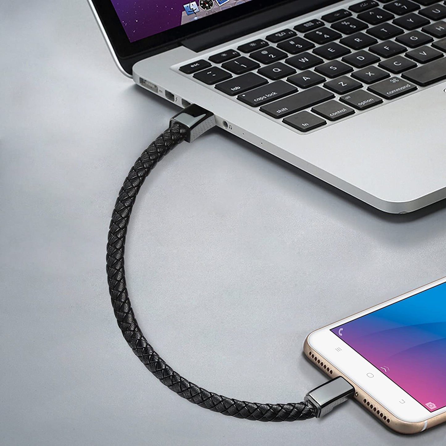 Chargeur Bracelet Portatif Cuir Tressé USB Lightning Câble Rapide pour Apple iPhone 6S à 16 PRO MAX